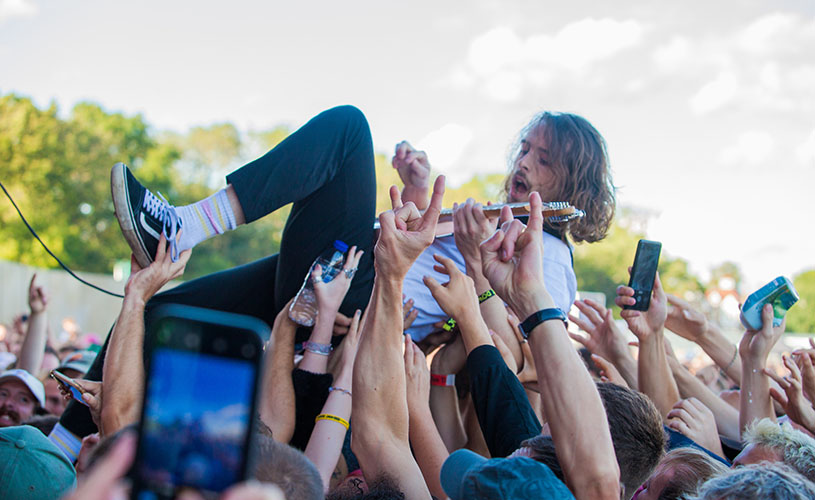 Idles guitarist crowd surfing at The Downs Festival