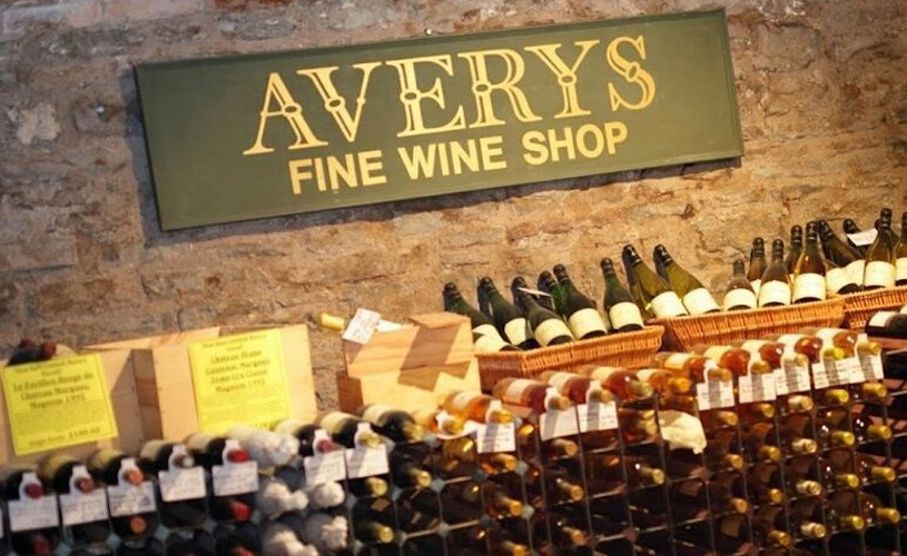 Averys "fine wine shop" sign