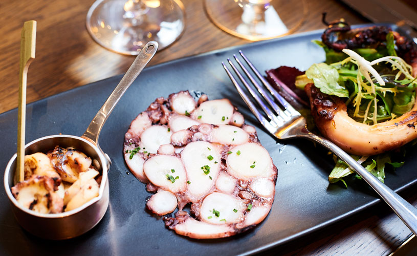 Beautiful squid dish at The Jetty restaurant, Bristol Harbour Hotel 